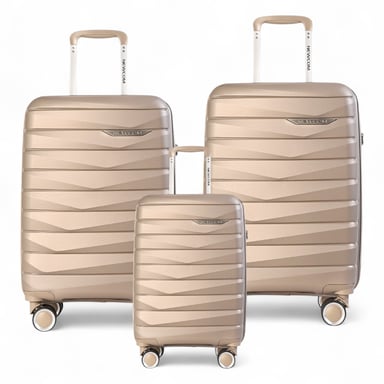 Hartschalen-Kofferset TSA Smoke Champagne Beige Robustes 8-Rad-Handgepäck Reisekoffer für den Urlaub