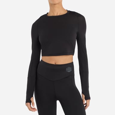 Umbro - "Pro" Kurzes Top für Damen - Training Langärmlig (Schwarz)