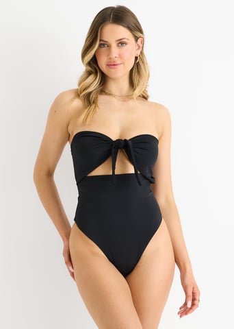 Front Tie Bandeau-Badeanzug