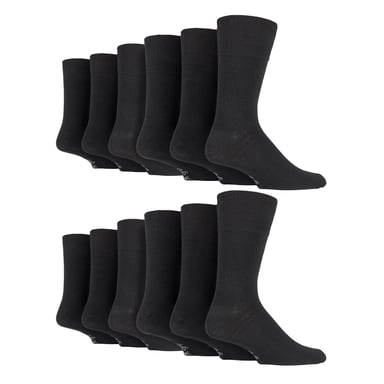 12 Paar Herren Sanftgriff Socken mit weitem Oberteil | Extra breite, elastikfreie Socken