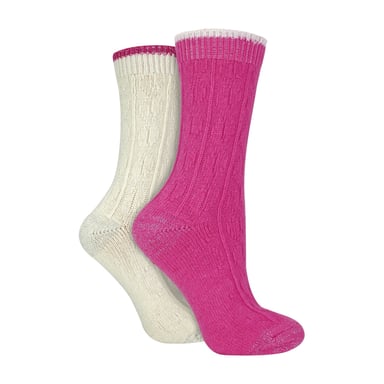 2er Pack Damen Socken mit Kabelstrick in Ferse und Zehen