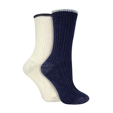 2er Pack Damen Socken mit Kabelstrick an Ferse und Spitze