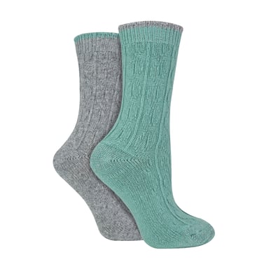 2er Pack Damen Socken mit Kabelstrick für Ferse und Zehen