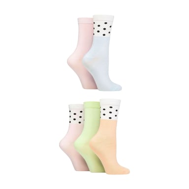 5er-Pack Damen Jacquard-Muster Crew-Socken
