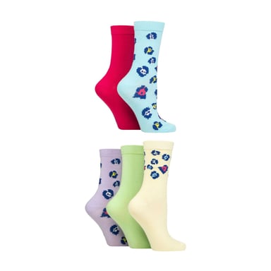 5er-Pack Damen Jacquard Muster Crew Socken