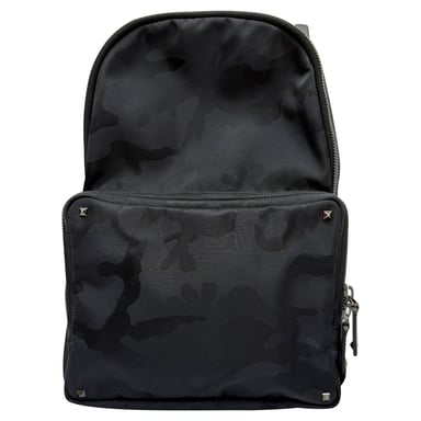 Valentino Camouflage Jacquard Rucksack aus schwarzem Nylon