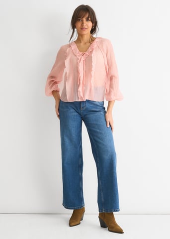 Bluse mit langen Ärmeln und Rüschendetail