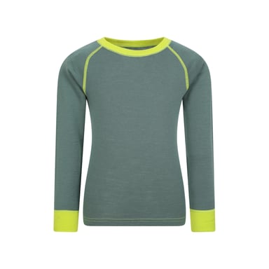 Mountain Warehouse - "Merino II" Base Layer Oberteil Rundhalsausschnitt für Kinder (Khakigrün)
