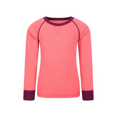 Mountain Warehouse - "Merino II" Base Layer Oberteil Rundhalsausschnitt für Kinder (Leuchtend Rosa)