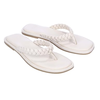 Dune London - Damen Sandalen "Loxx", Geflochten, Leder, Zehentrenner, Flach (Ecru)
