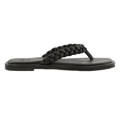 Dune London - Damen Sandalen "Loxx", Geflochten, Leder, Zehentrenner, Flach (Schwarz)