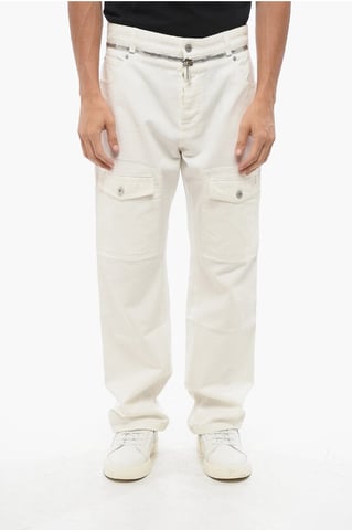 Straight Fit Cargo Jeans mit Reißverschlussdetail 22 cm in Weiß