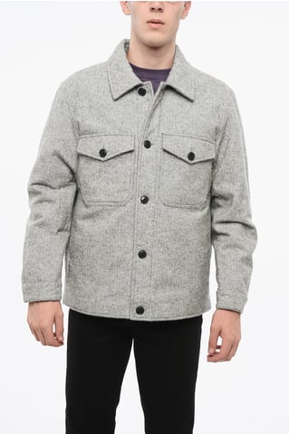 Overshirt aus Wollmischung mit doppelten Brusttaschen in Grau
