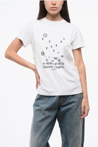 MM1 MM10 Baumwoll-T-Shirt mit Rundhalsausschnitt und kontrastierendem Monogramm in Schwarz und Weiß