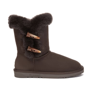 EVER AU Women Stork Horn Toggle Button Short Boots