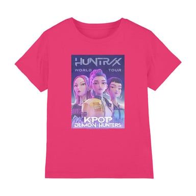 K-Pop Demon Hunters - "World Tour" T-Shirt für Kinder (Fuchsie)