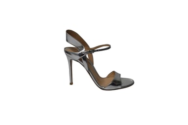 Gianvito Rossi Sandalen mit Knöchelriemen aus silbernem Leder