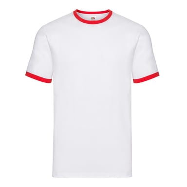 Fruit of the Loom - T-Shirt Ringer-Stil für Herren/Damen Unisex (Weiß/Rot)