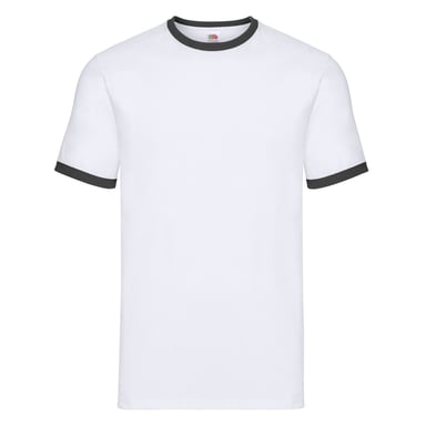 Fruit of the Loom - T-Shirt Ringer-Stil für Herren/Damen Unisex (Weiß/Schwarz)