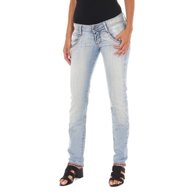 Lange Jeanshose mit zerrissenem Effekt und schmalen Säumen 10DB50076 Damen