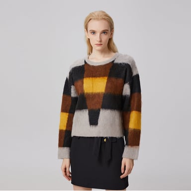 Oversize-Pullover mit Karomuster