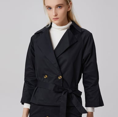 Zweireihige Trenchcoatjacke aus Baumwolle