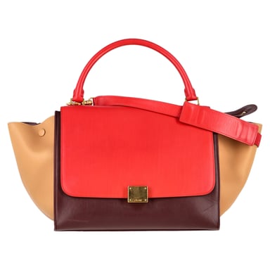 Celine Medium Tri-Color Trapeztasche aus mehrfarbigem Kalbsleder