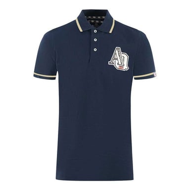 Aquascutum - "AQ 1851" Poloshirt für Herren/Damen Unisex, Mit kontrastfarbenen Streifen (Marine)
