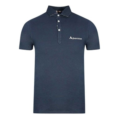 Aquascutum Unisex Erwachsene Signature Logo Polo-Shirt (Marineblau)
