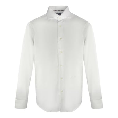 Aquascutum Herren Einfärbiges Langarmhemd (Weiß)