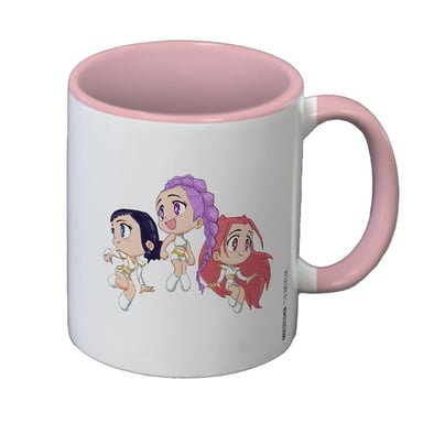 K-Pop Dämonenjäger Chibi Huntr/X Tasse (Weiß/Rosa)