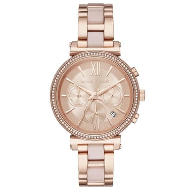 Elegante Michael Kors MK6560 Sofie Chronograph Damenuhr mit rosafarbenem Zifferblatt