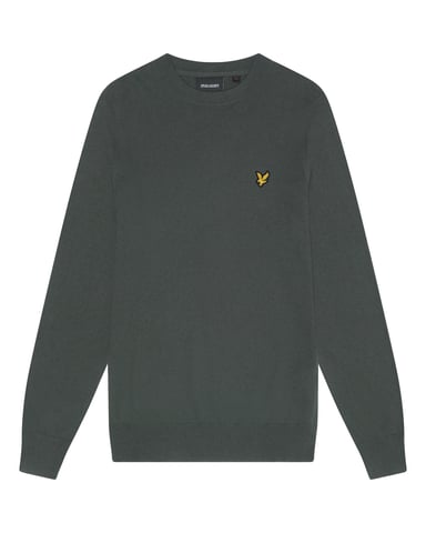 Lyle & Scott Rundhalspullover aus Baumwoll-Merinowolle – Dunkelgrün