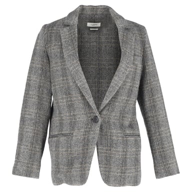 Isabel Marant Étoile Charly Fischgrät-Blazer aus grauer Wolle