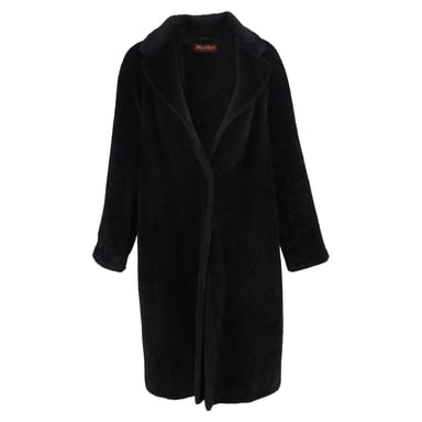 Max Mara Einreiher Teddy-Mantel aus schwarzer Wolle