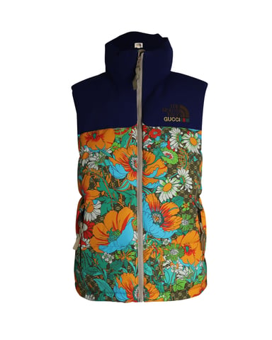 Gucci x The North Face Floral Gepolsterte Weste in Multicolor Polyamid