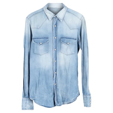 Tom Ford Western-Denimshirt aus leichtem blauen Baumwollstoff