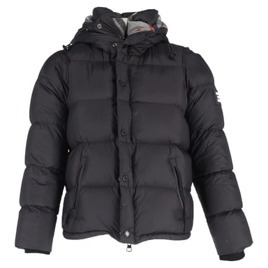 Burberry Logo-Applikation Pufferjacke aus schwarzem Nylon