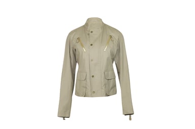 Bottega Veneta Mandarin-Kragenjacke aus beigem Baumwollstoff