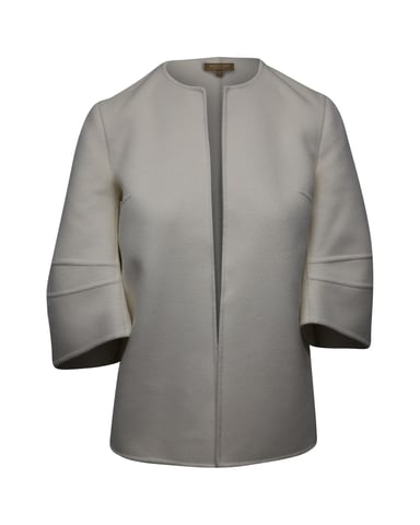 Michael Kors Kollektion Asymmetrische Engelsärmel Jacke aus weißer Wolle