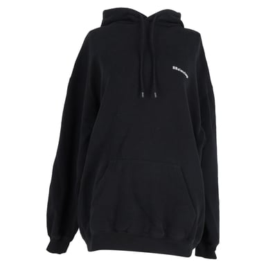 Balenciaga Logo-Print-Hoodie aus schwarzer Baumwolle