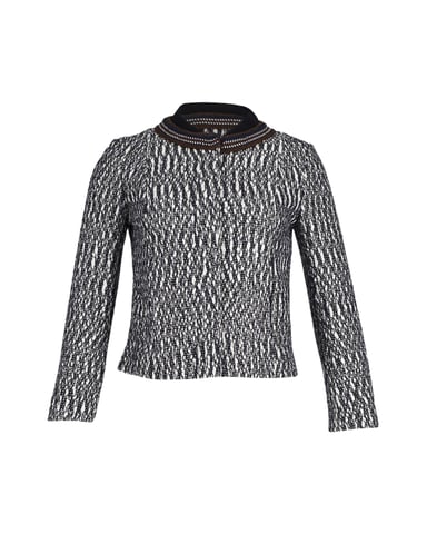 Tory Burch Tweed-Jacke aus schwarzer und weißer Baumwolle