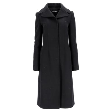Dolce & Gabbana Midi-Mantel aus schwarzer reiner Wolle