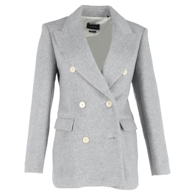 Isabel Marant Eleyani Doppelt-knöpfiger, gebürsteter Blazer aus grauer Wolle