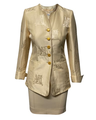 Escada x Margaretha Ley Rockanzug-Set aus cremefarbener Baumwolle