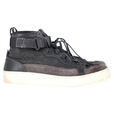 Ermenegildo Zegna Couture High-Top-Sneaker aus schwarzem Canvas und Leder