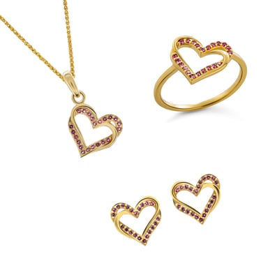 Orphelia 'Cecilia' Damen 925 Sterling Silber Set: Halskette + Ohrringe + Ring - Gold SET-7584/R