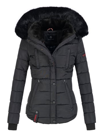 Marikoo Damen Winterjacke Lotusblüte mit Teddy-Innenfutter & Kunstfellkragen