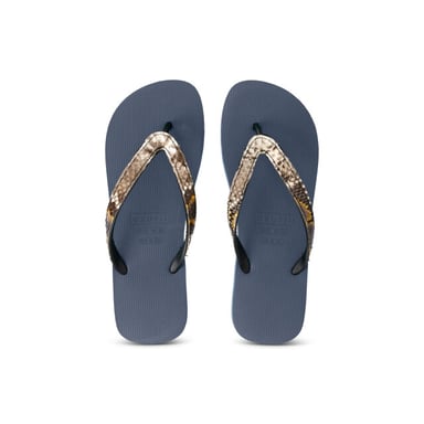 Python-Flip-Flop in Taupe, Marineblau