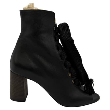 Chloé Harper Peep-Toe-Schnürstiefel aus schwarzem Leder